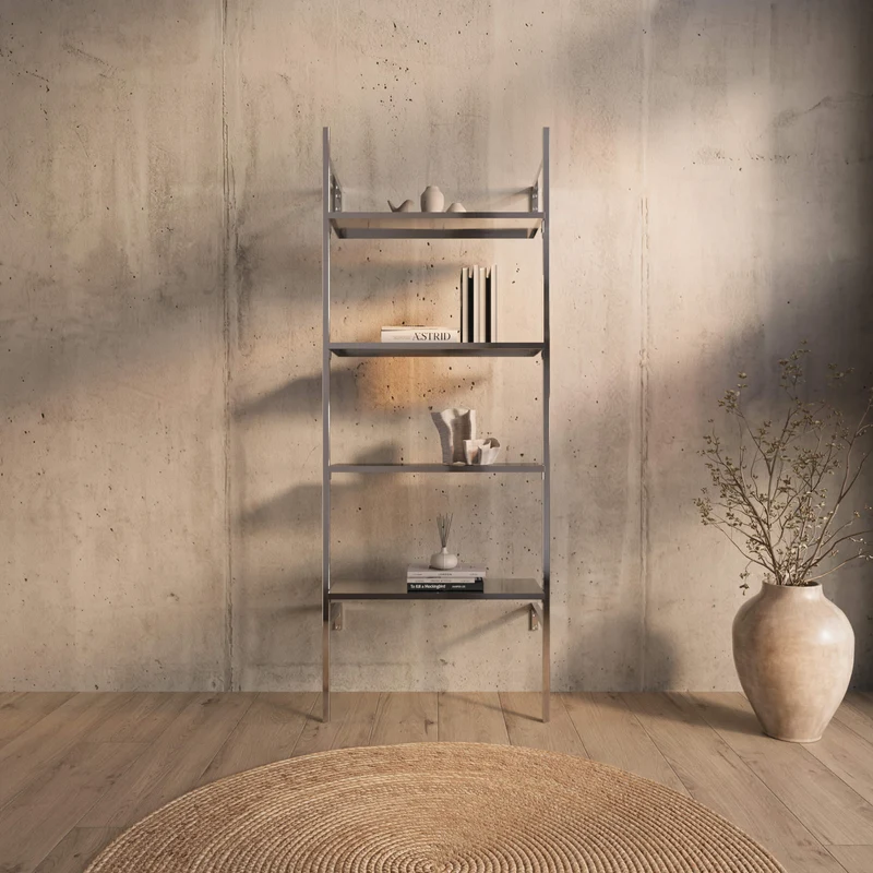 Frame Chrome Walk-In système de dressing en 1 rangée - (4 étagères) solution flexible avec 4 étagères en chrome
