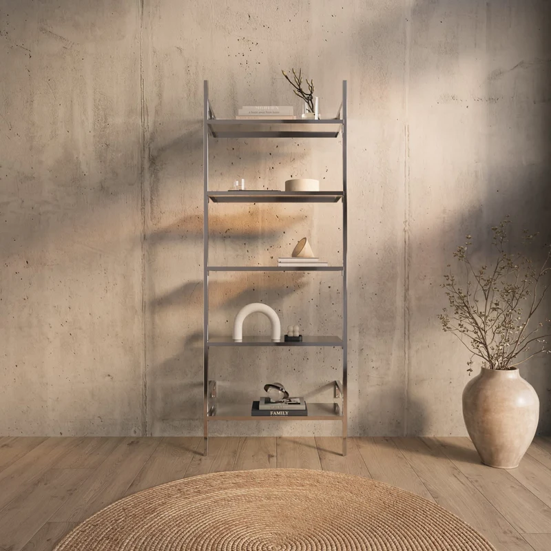 Frame Chrome Walk-In système de dressing en 1 rangée - (5 étagères) solution flexible avec 5 étagères en chrome