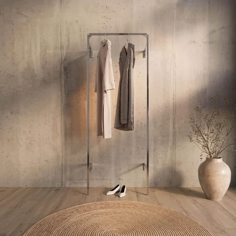Frame Chrome Walk-In en 1 rangée - (1 rail) portant élégant en chrome