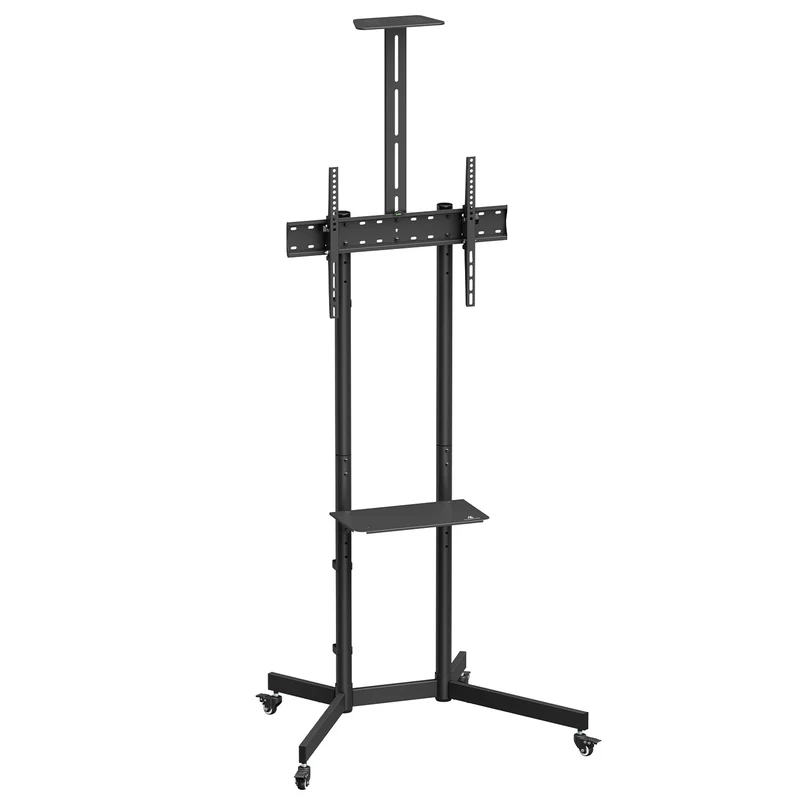 Maclean TV stand / cart, camera shelf, on wheels, 37-70", max load 45kg/5kg shelf, max. VESA 600x400, MC-113 B
