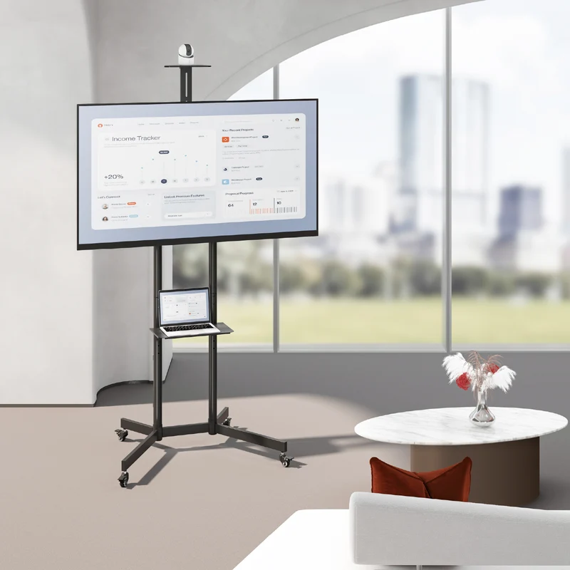 Maclean TV stand / cart, camera shelf, on wheels, 37-70", max load 45kg/5kg shelf, max. VESA 600x400, MC-113 B