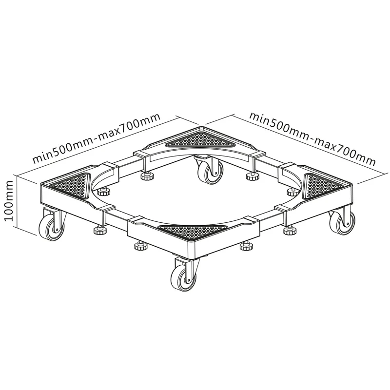 Maclean mobile washing machine base, caster lock, 500-700mm wide, universal, up to 200kg, MC-118 B