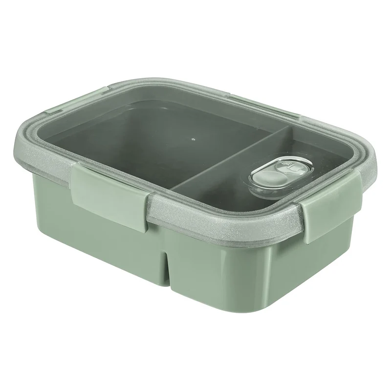 Dual Curver food container, leak-proof lid, valve in lid, 100% recycled, can be used in microwave, two compartments 0.6L + 0.3L, 250000