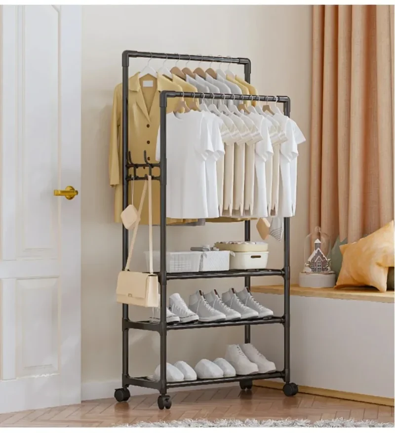 Portant Mural en Bambou et Fer – Meuble Design pour Chambre, Porte-Manteau Décoratif