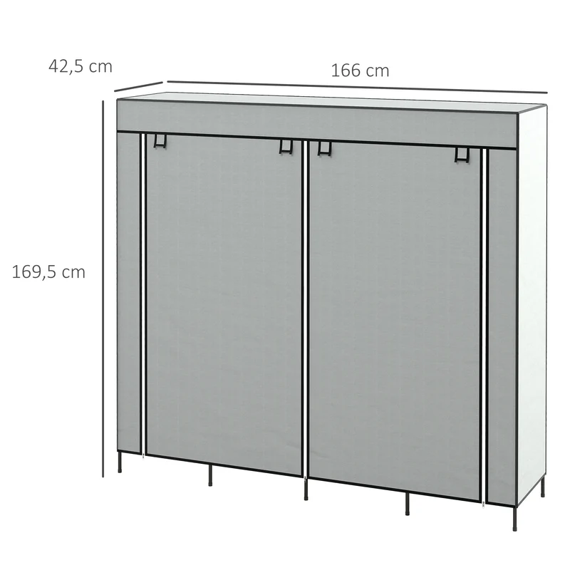 Armoire en Tissu HOMCOM avec 10 Compartiments et 4 Tiroirs – Grande Capacité, Couleur Grise