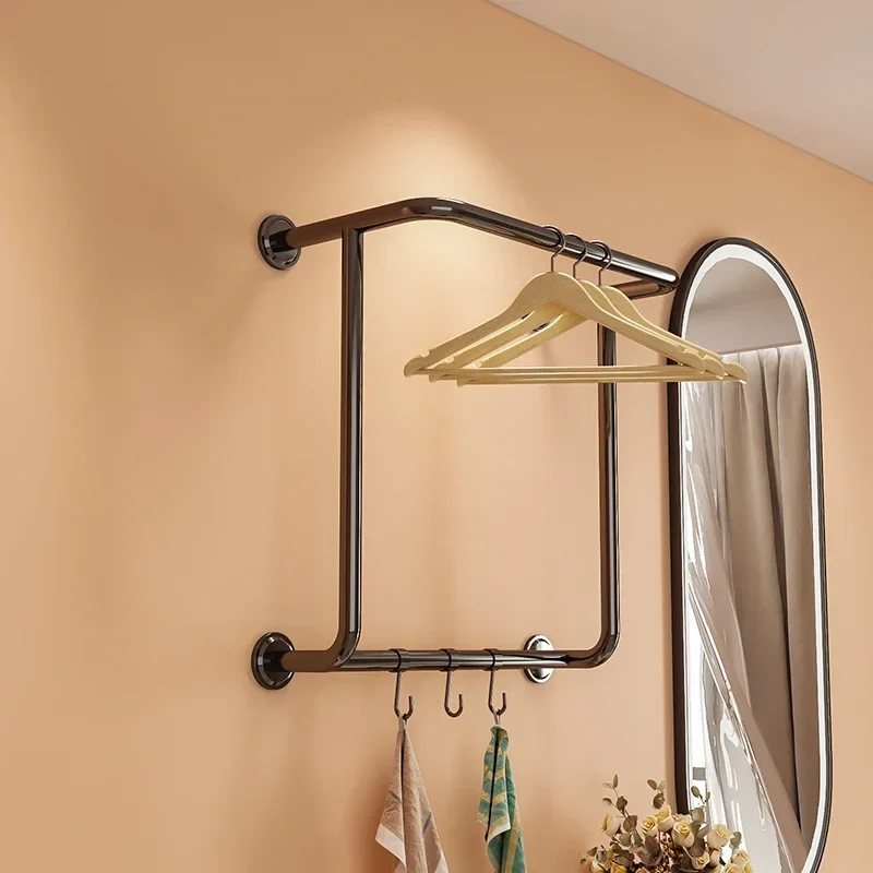 Portant Hôtel en Acier Inoxydable Titane – Rangement Élégant pour Chambres, Appartements et Salles de Bain