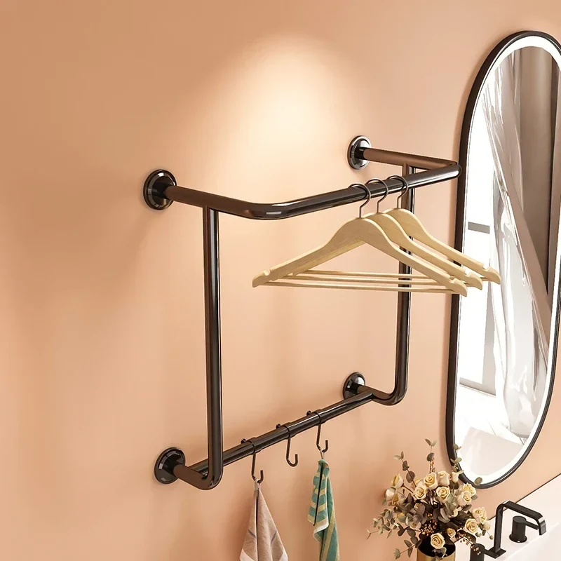 Portant Hôtel en Acier Inoxydable Titane – Rangement Élégant pour Chambres, Appartements et Salles de Bain