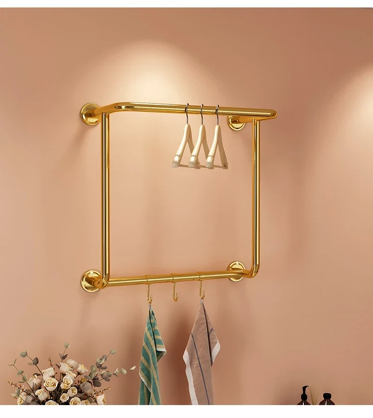 Portant Hôtel en Acier Inoxydable Titane – Rangement Élégant pour Chambres, Appartements et Salles de Bain
