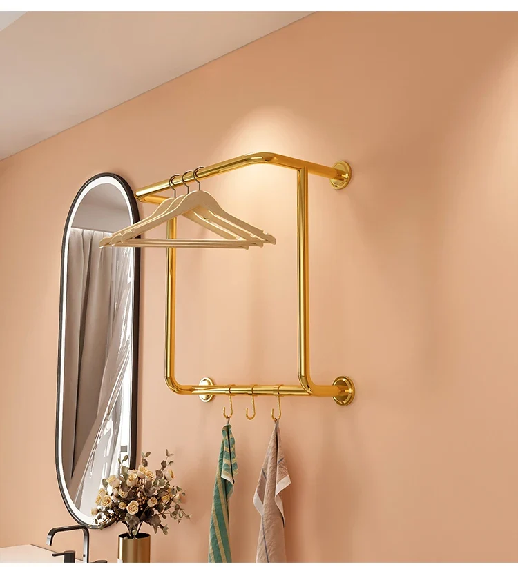Portant Hôtel en Acier Inoxydable Titane – Rangement Élégant pour Chambres, Appartements et Salles de Bain