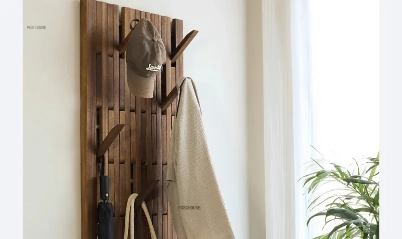Portant Créatif en Bois Mural Multicouche – Élégant Porte-Manteau pour Entrée et Chambre