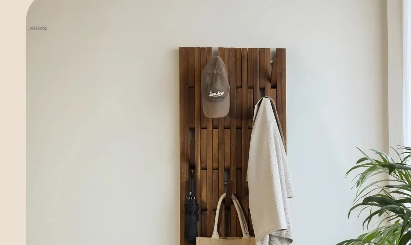 Portant Créatif en Bois Mural Multicouche – Élégant Porte-Manteau pour Entrée et Chambre