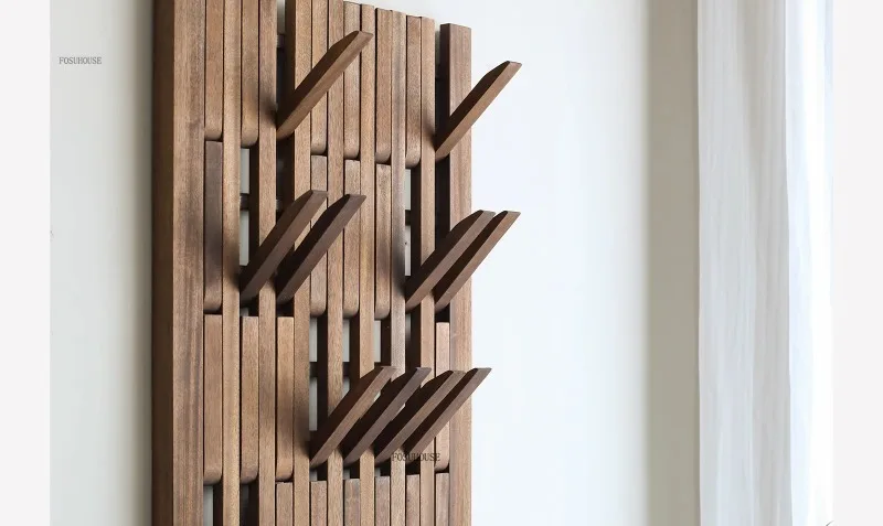 Portant Créatif en Bois Mural Multicouche – Élégant Porte-Manteau pour Entrée et Chambre