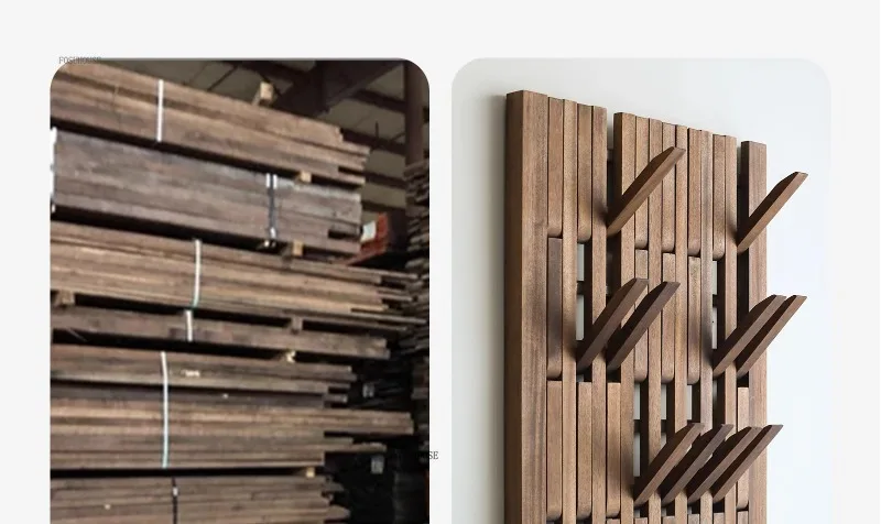 Portant Créatif en Bois Mural Multicouche – Élégant Porte-Manteau pour Entrée et Chambre