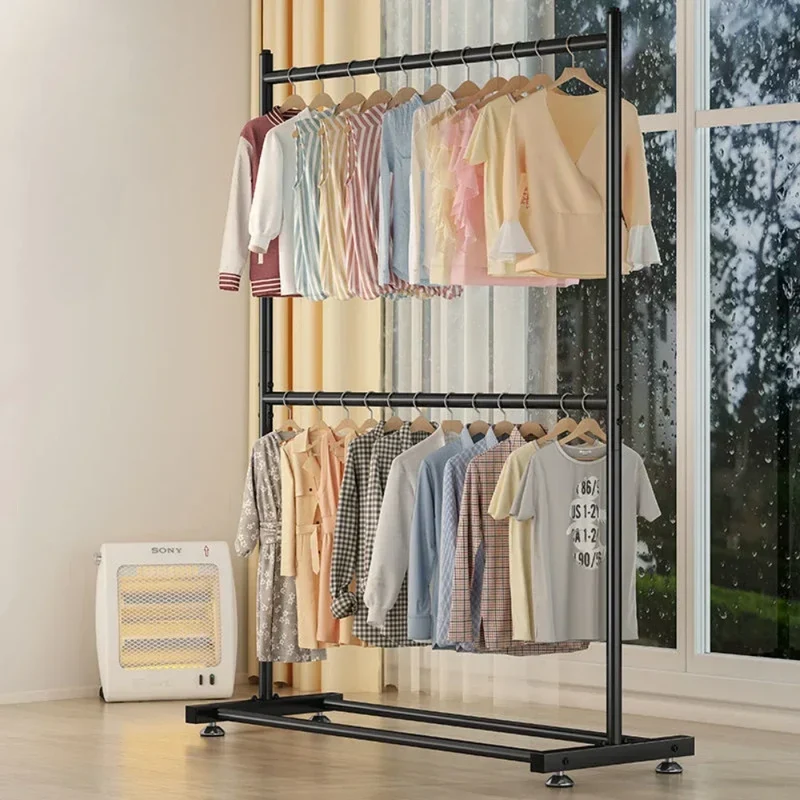 Double Portant à Vêtements Mobile avec Étagère à Chaussures – Meuble Design Simple pour Salon et Dressing