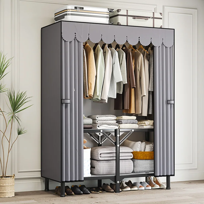 Armoire Pliable Sans Installation – Tubes en Acier Épais, Grand Rangement pour Chambres et Locations