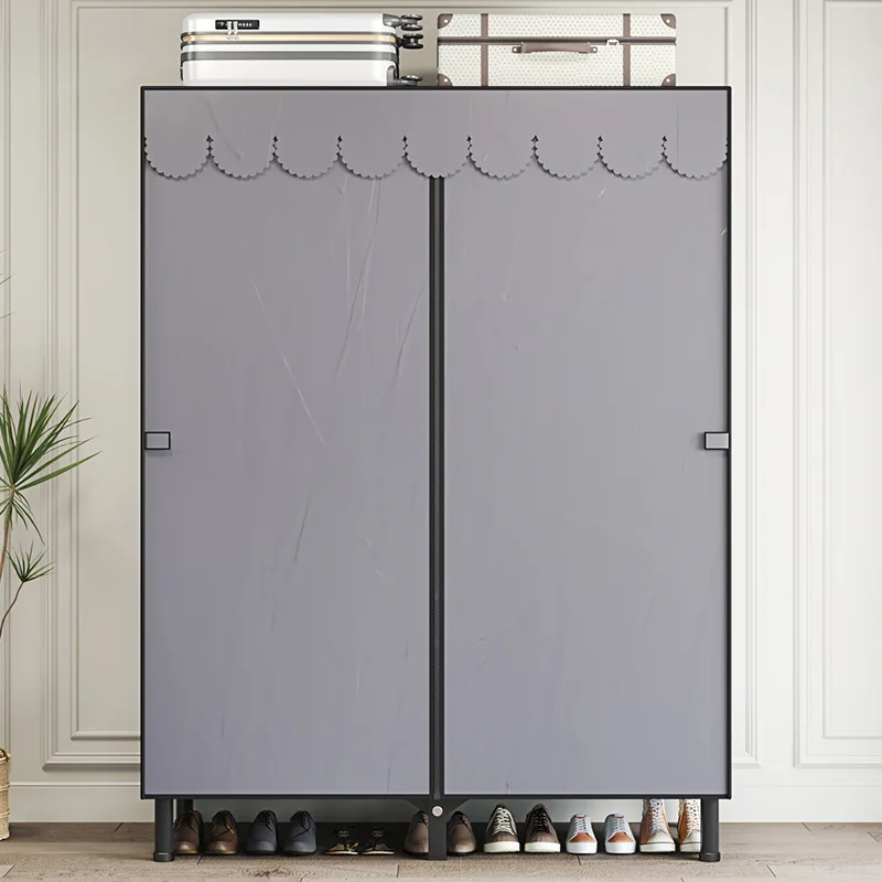 Armoire Pliable Sans Installation – Tubes en Acier Épais, Grand Rangement pour Chambres et Locations