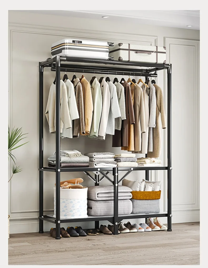 Armoire Pliable Sans Installation – Tubes en Acier Épais, Grand Rangement pour Chambres et Locations
