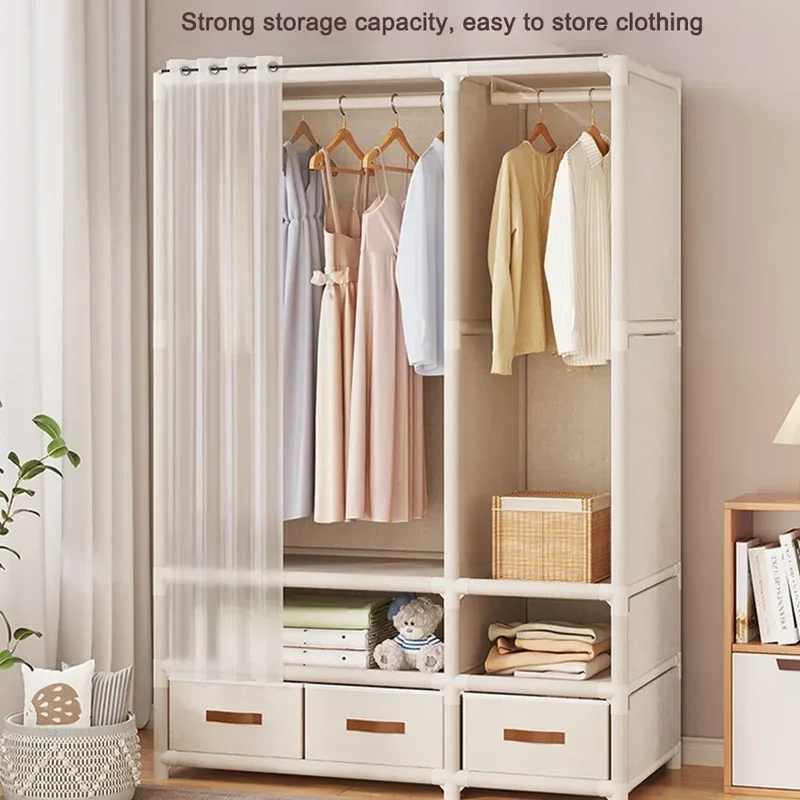 Armoire Simple Anti-Poussière avec Tiroirs – Grande Capacité, Idéale pour Chambres et Appartements