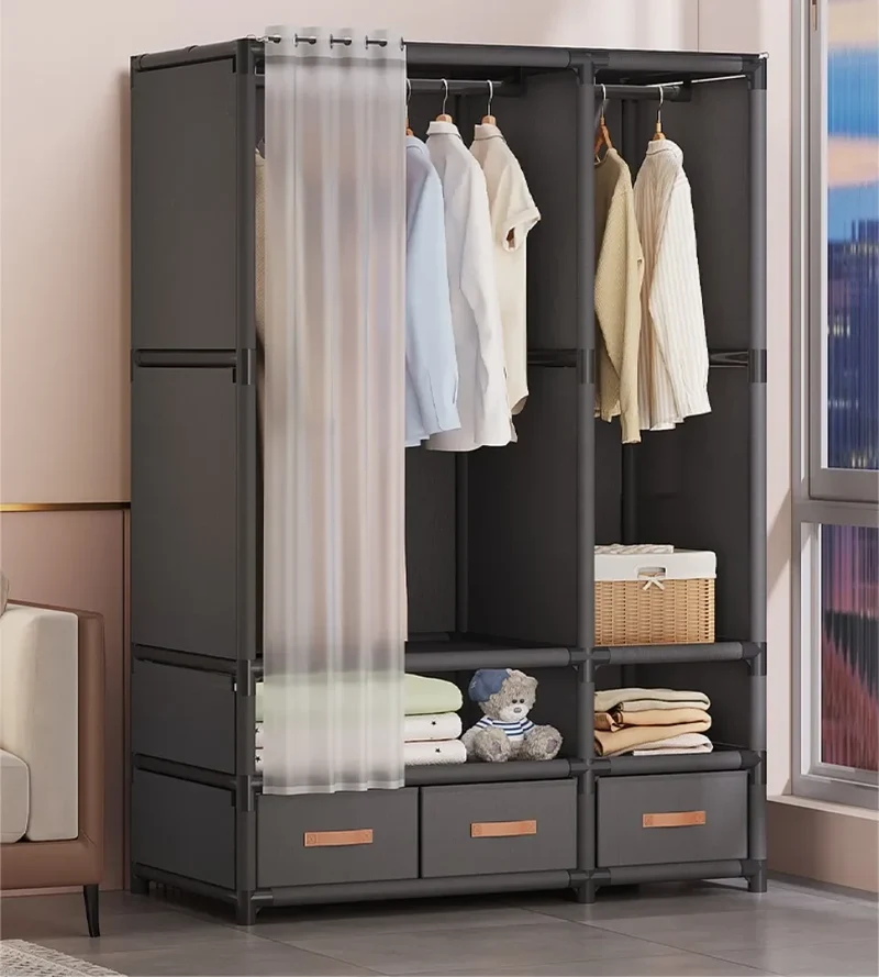 Armoire Simple Anti-Poussière avec Tiroirs – Grande Capacité, Idéale pour Chambres et Appartements