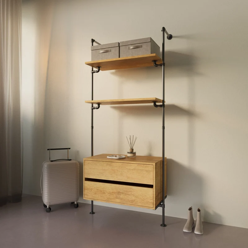 Original Walk-In 1 colonne système d'étagères avec commode - (2 étagères + 1 commode)