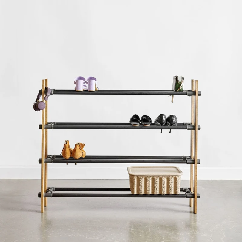 Stock Sale Étagère à chaussures Original en chêne classique à 4 étages - Meuble à chaussures style classique disponible en 2 largeurs différentes