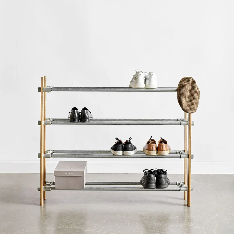Stock Sale Étagère à chaussures Original en chêne classique à 4 étages - Meuble à chaussures style classique disponible en 2 largeurs différentes