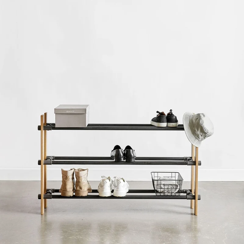Étagère à chaussures Original en chêne classique à 3 étages - Meuble à chaussures style nordique disponible en 2 largeurs différentes
