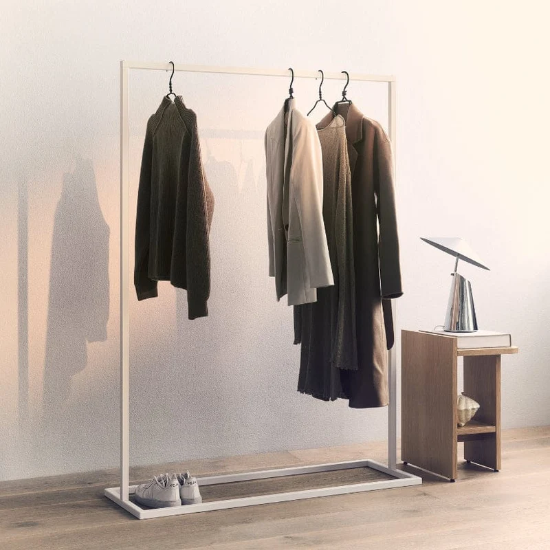 Frame Georgia - Portant à vêtements blanc avec pieds industriels carrés