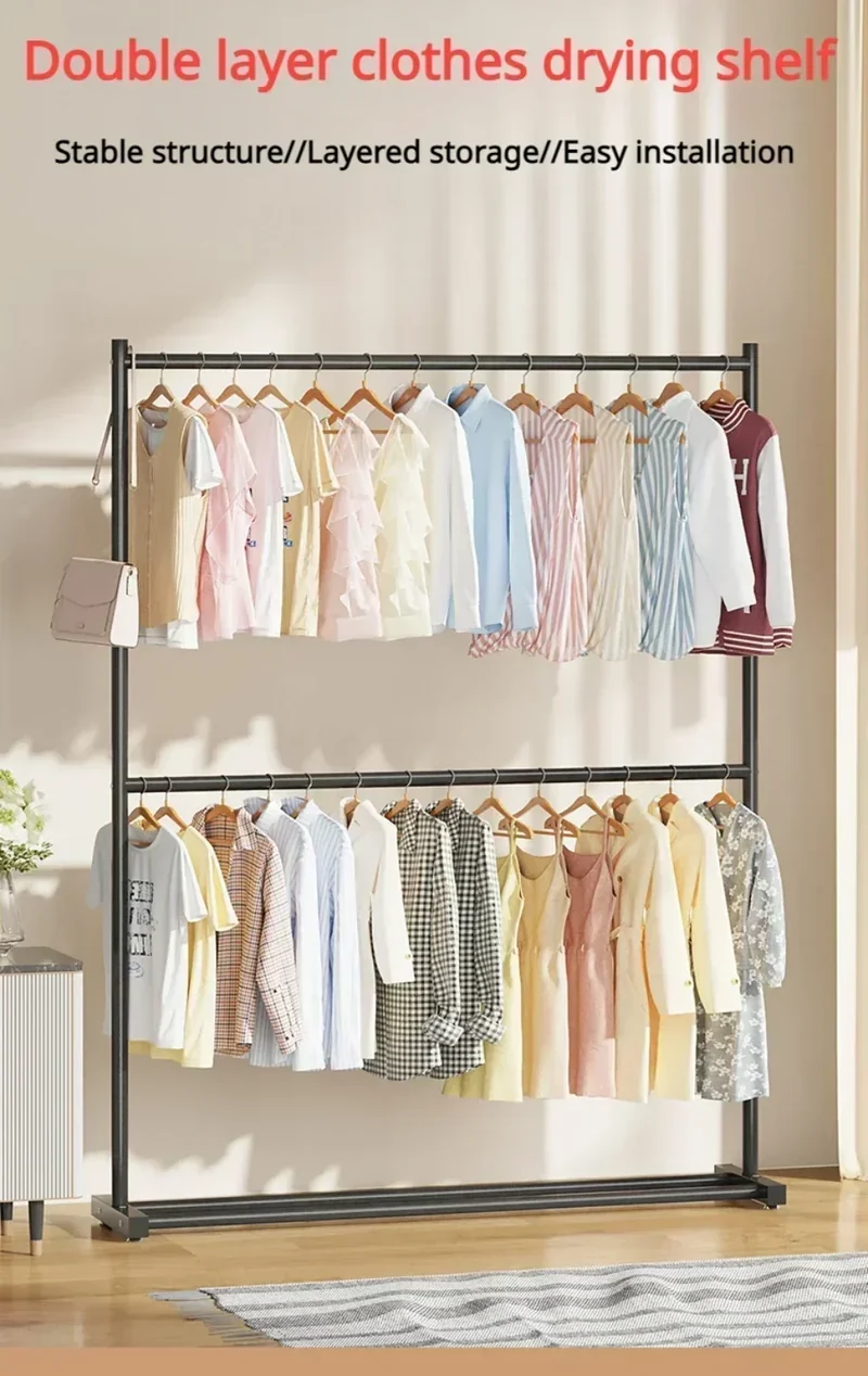 Portant à Vêtements sur Pied – Grande Capacité, Robuste et Stable pour Salon et Chambre