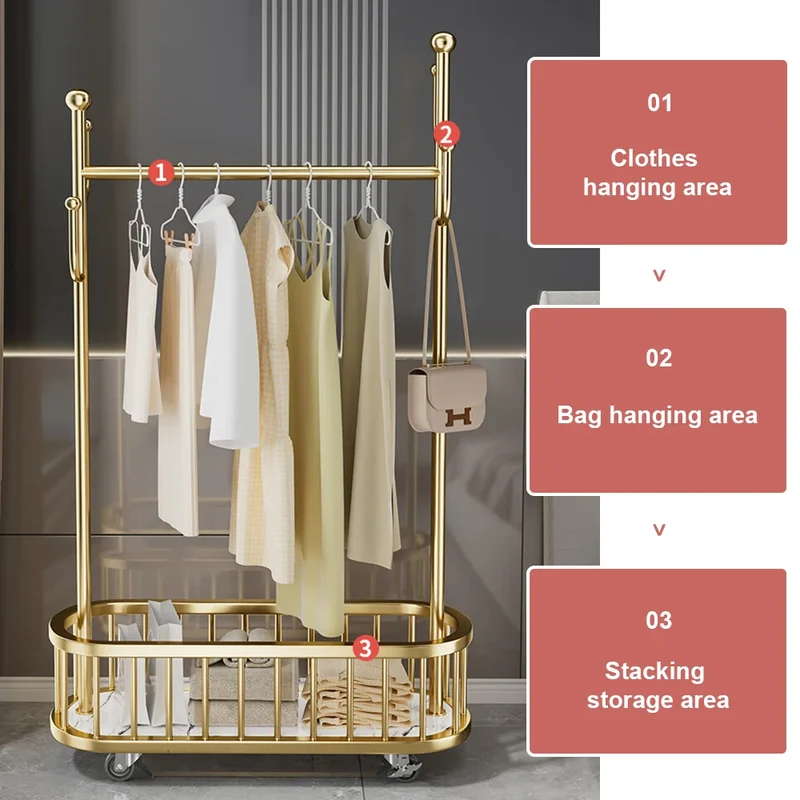 Portant à Roulettes avec Étagères – Solution Pratique et Mobile pour Chambre, Salon et Dressing