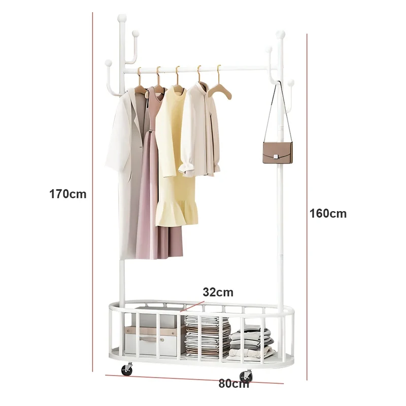 Portant à Roulettes avec Étagères – Solution Pratique et Mobile pour Chambre, Salon et Dressing