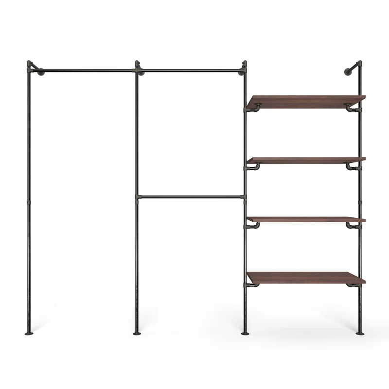 Original Walk-In penderie 3 colonnes - (1 rail / 2 rails / 4 étagères)