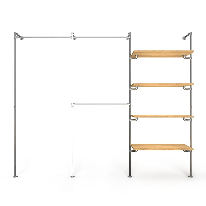 Original Walk-In penderie 3 colonnes - (1 rail / 2 rails / 4 étagères)