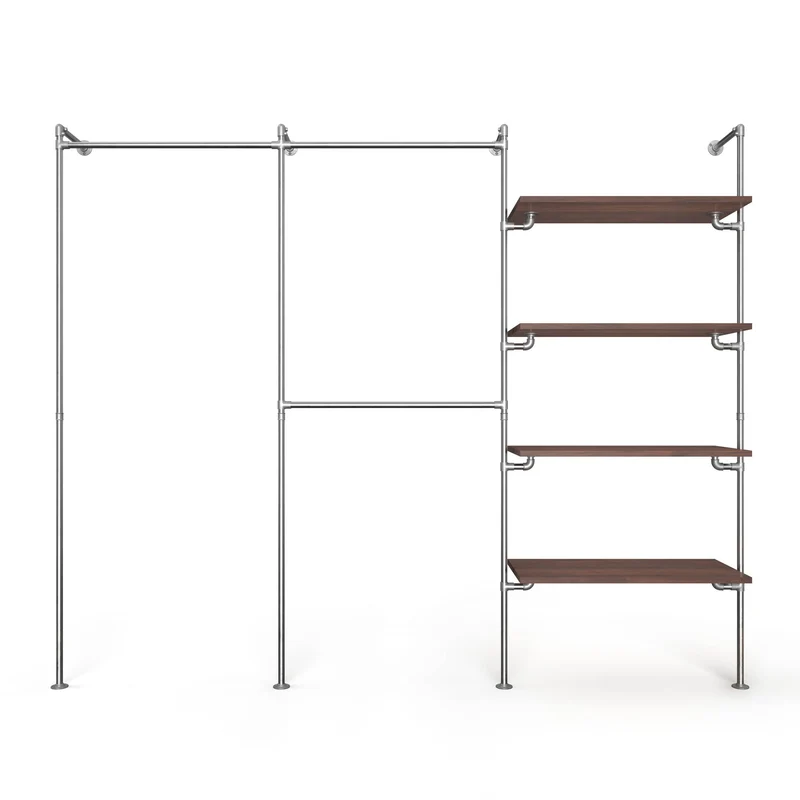 Original Walk-In penderie 3 colonnes - (1 rail / 2 rails / 4 étagères)