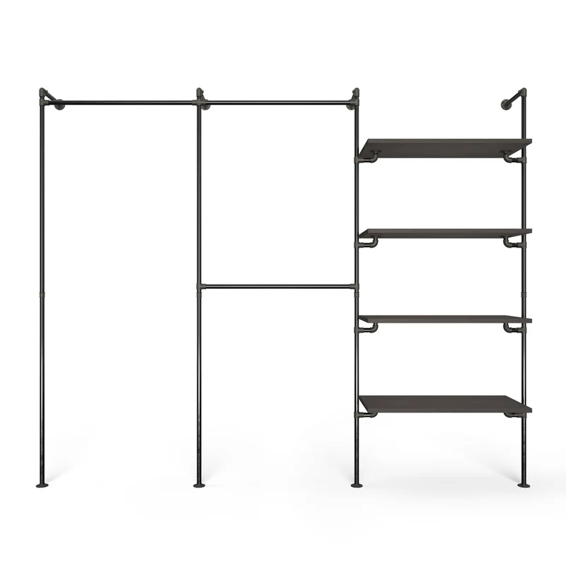 Original Walk-In penderie 3 colonnes - (1 rail / 2 rails / 4 étagères)