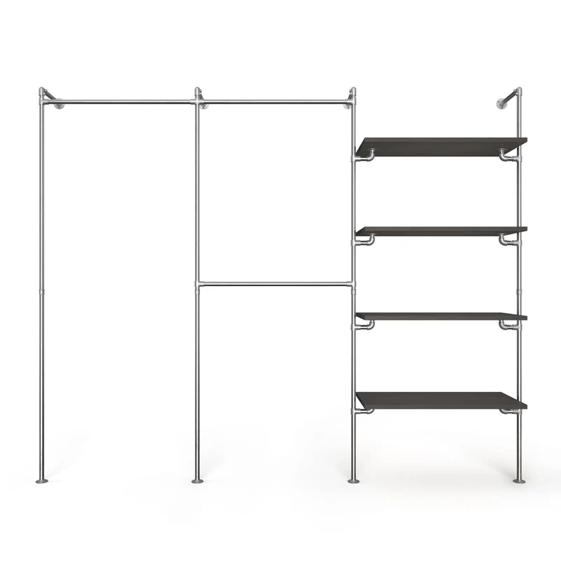 Original Walk-In penderie 3 colonnes - (1 rail / 2 rails / 4 étagères)