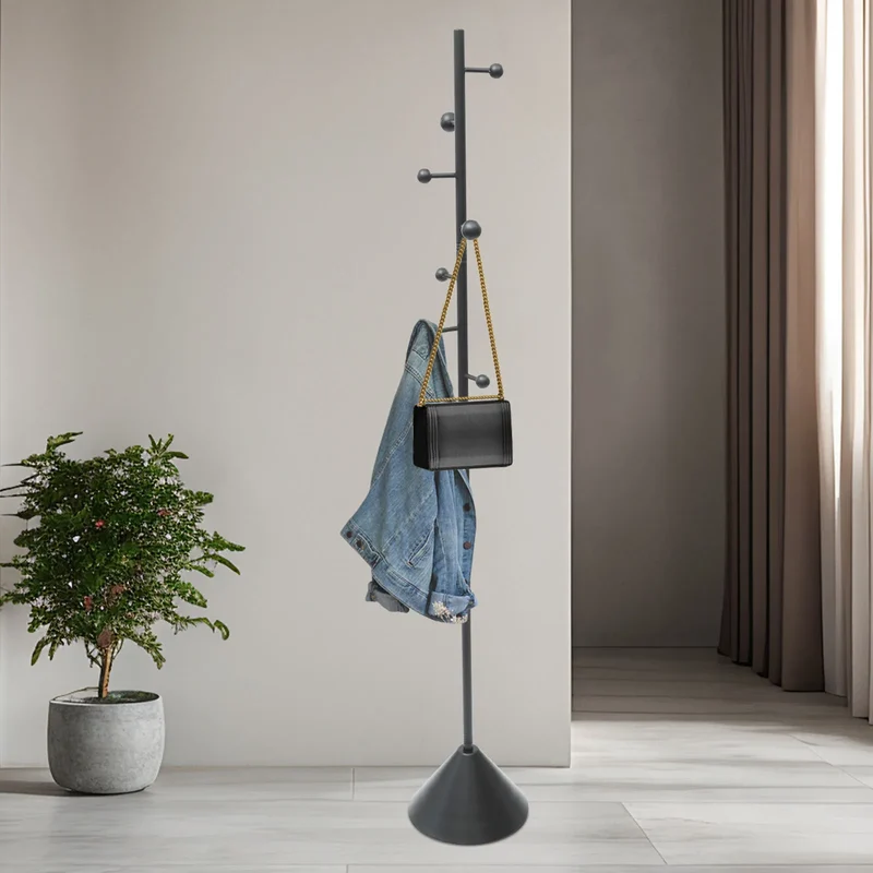 Portant à Vêtements en Fer 1,7m avec 8 Crochets – Charge Lourde 30 kg, Idéal pour Entrée et Bureau