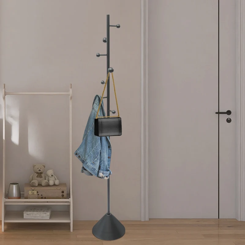 Portant à Vêtements en Fer 1,7m avec 8 Crochets – Charge Lourde 30 kg, Idéal pour Entrée et Bureau