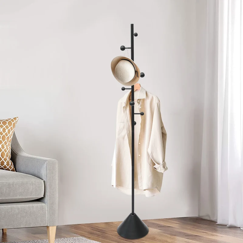 Portant à Vêtements en Fer 1,7m avec 8 Crochets – Charge Lourde 30 kg, Idéal pour Entrée et Bureau