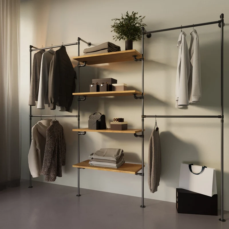 Original Walk-In penderie 3 colonnes - (2 rails / 4 étagères / 2 rails)