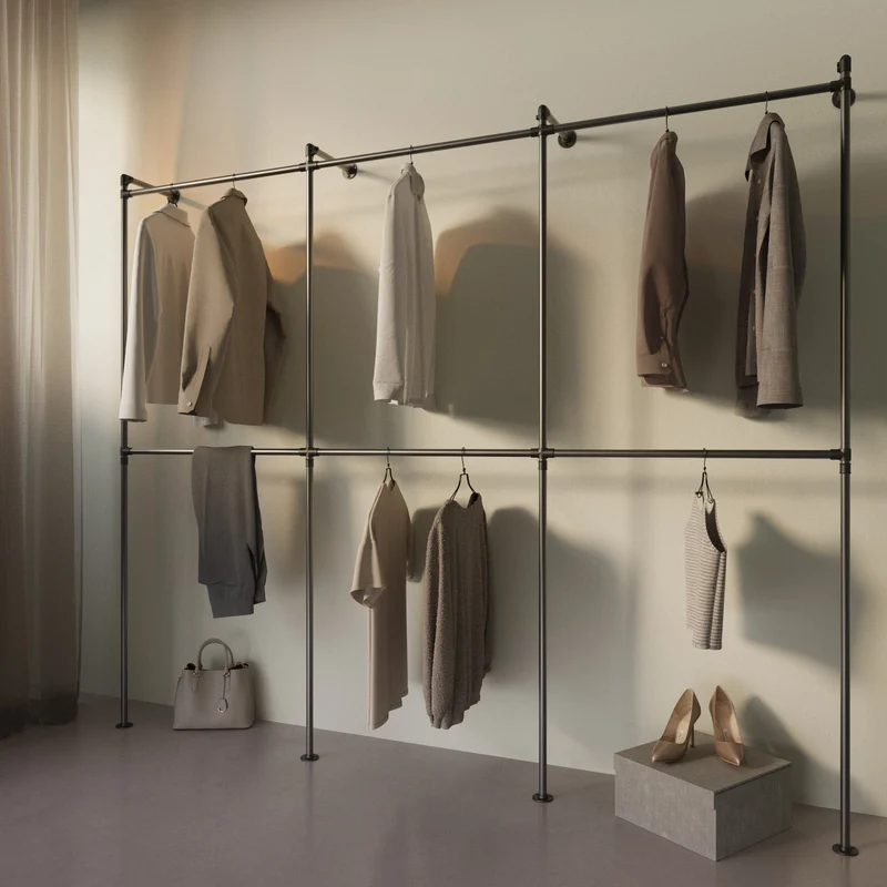 Original Walk-In penderie 3 colonnes - (2 rails / 2 rails / 2 rails)