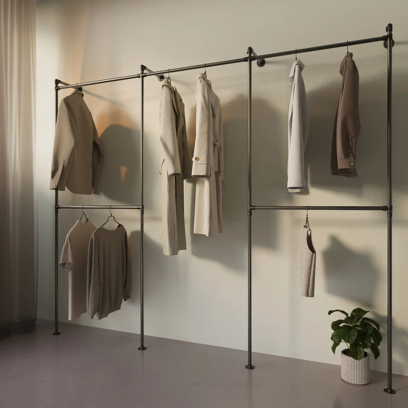Original Walk-In penderie 3 colonnes - (2 rails / 1 rail / 2 rails)