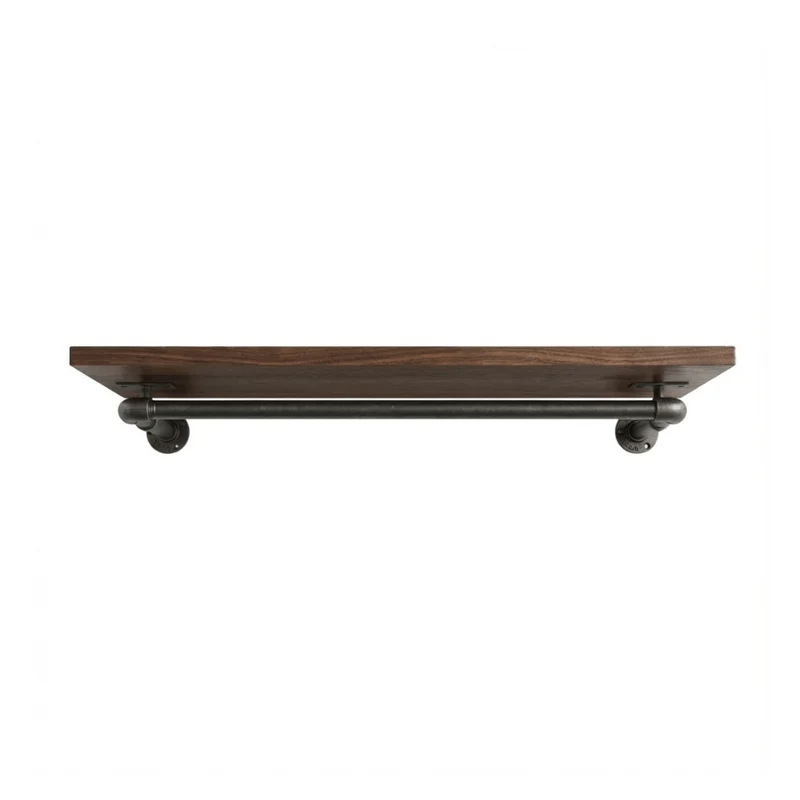 Original Marlow - Tringle à vêtements murale avec étagère en bois