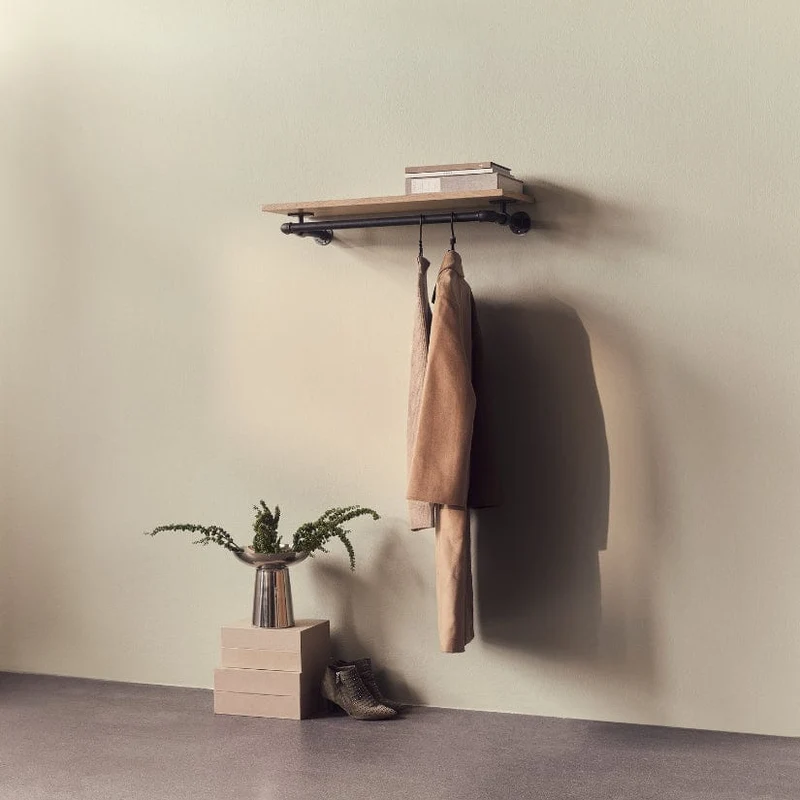 Original Marlow - Tringle à vêtements murale avec étagère en bois