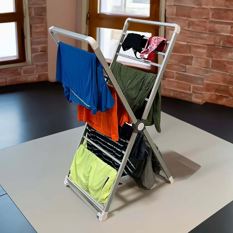 Folding Clothes Drying Rack with Streamlined Wall-Mounted Design and Space Saving