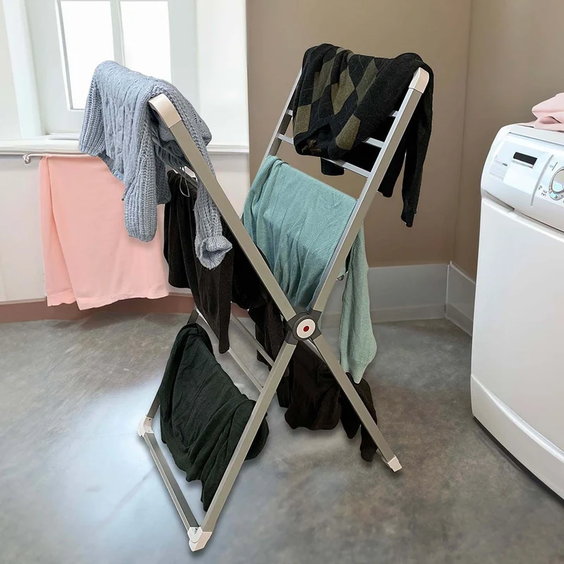 Folding Clothes Drying Rack with Streamlined Wall-Mounted Design and Space Saving