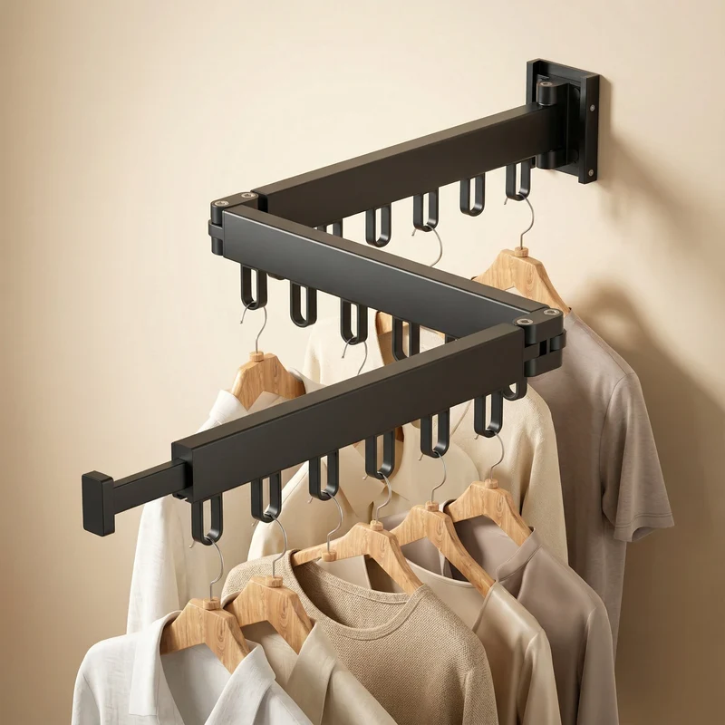 Retractable Wall Drying Rack For Laundry Space Saving