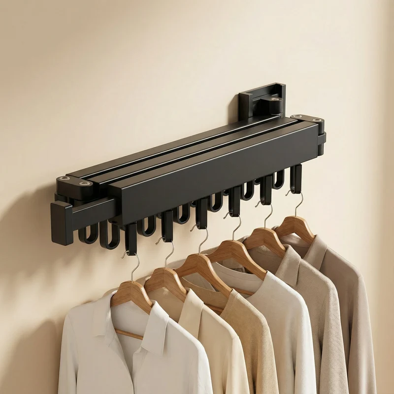 Retractable Wall Drying Rack For Laundry Space Saving