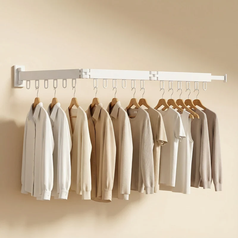 Retractable Wall Drying Rack For Laundry Space Saving