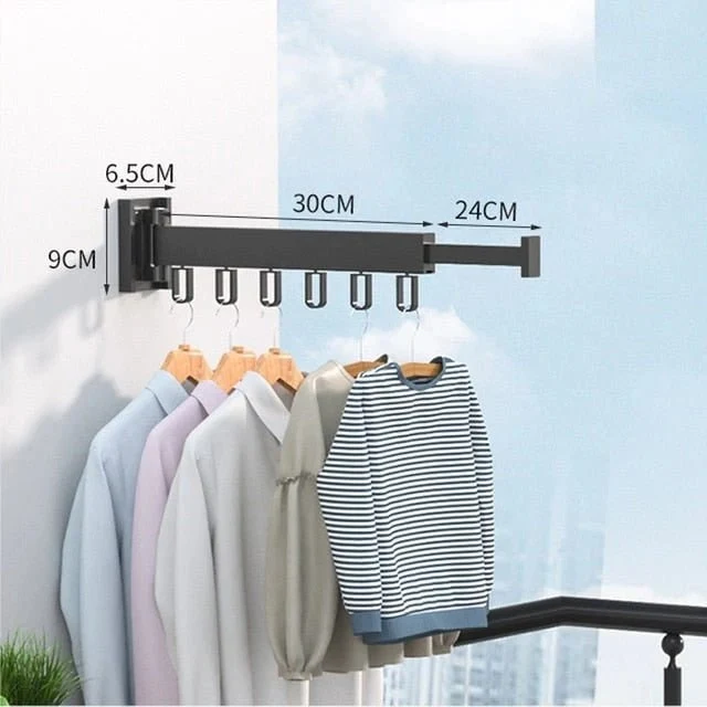 Retractable Clothes Drying Rack For Wall Mount Folding